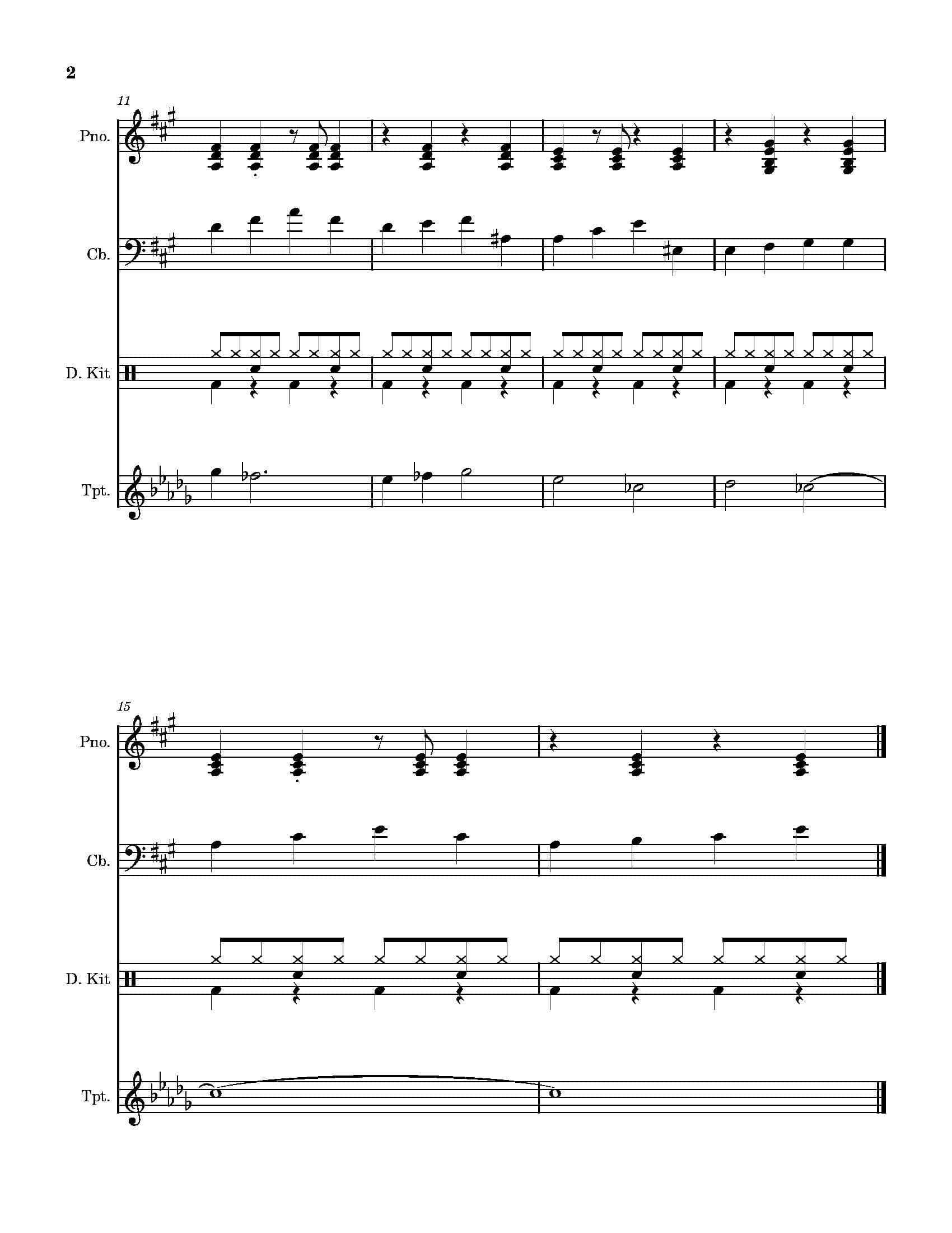 Score page 2: continuation of AI-generated backing track arrangement of When the Saints Go Marching In
